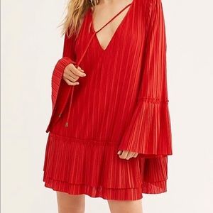Free People Long Sleeve Pleated Dress